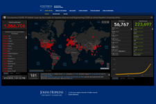 Screenshot of the Johns Hopkins University COVID-19 dashboard.