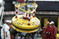 Tsunami buoy undergoing inspection in Indonesia. The buoy is part of the Indian Ocean tsunami warning system introduced after the 2004 tsunami. Image: UNDRR.