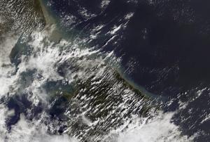 The coasts of Sri Lanka and India showing sediments left after a tsunami