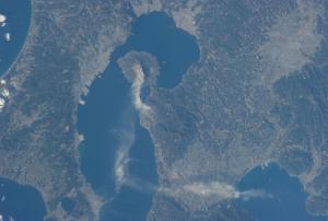 Sakurajima Volcano in Kyushu, Japan, seen from space