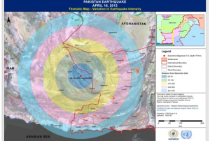 Map showing variation in earthquake intensity 