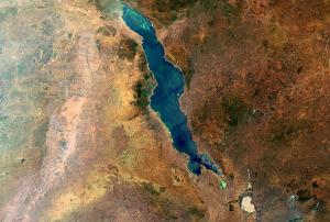 Lake Malawi in the Eastern Rift of the Great Rift Valley seen from space