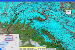 Snow Cover Extent on 2 January 2013 monitored using MODIS data.