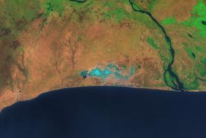 Ghana’s Songor Lagoon seen from space (2000)