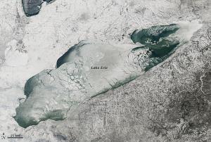 NASA's satellite Aqua captured this MODIS natural color image of lake Erie