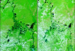 MODIS image caught by NASA's Terra satellite shows floods in Colombia