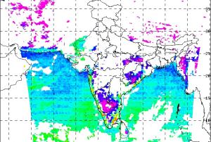 INSAT 3D image of precipitation in India