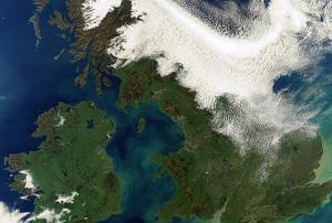 Satellite image of UK and Ireland