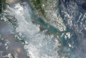 satellite image of fires in Indonesia