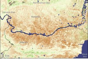 satellite image shows impacts of drought on vegeration in romania