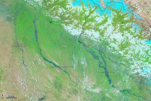 MODIS on NASA’s Aqua satellite observed severe floods in Northern India an Nepal