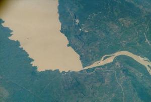 International Space Station shows a reservoir on the Gongola River in Nigeria