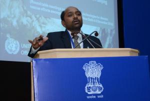 UN-SPIDER's expert, Dr Shirish Ravan, addressed the use of Space-based info