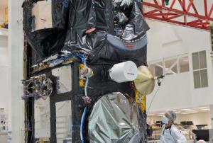 Sentinel-3A in the cleanroom at Thales Alenia Space in Cannes, France.