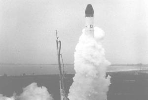 Launch of satellite Transit 1B, April 13 1960 (Image: US Navy)