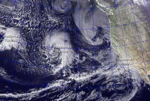 The first wave of January 2010 El Nino storms (Image: USNRL)