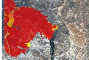 Grading map to monitor fires in the South of Spain (Image: Copernicus)