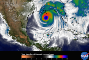 The image shows water vapor within Hurricane Katrina on Aug. 29, 2005 (Image: NASA)