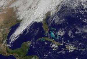 Weather satellite image of a tornado, captured by NASA (Tornadic Weather System)