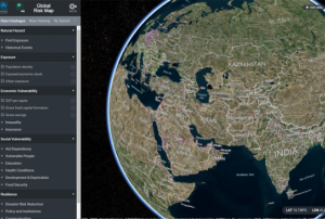 The Global Risk Map shows information on countries highly exposed to natural hazards