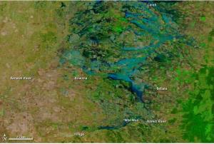 NASA's Terra satellite image of flooded communities in Australia
