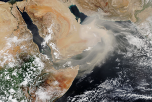 An image of a dust storm over the Arabian Peninsula captured by the Suomi National Polar-orbiting Partnership satellite in July 2018. Image: NASA Earth Observatory