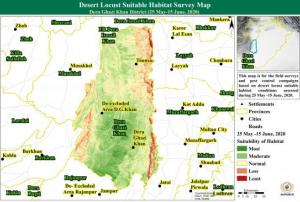 Desert locust suitable habitat survey map. Image: SUPARCO.