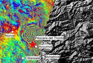 Italy earthquake displacement, August 2016. Image: ESA