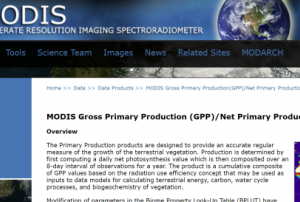 Screenshot of Modis Gross Primary Productivity