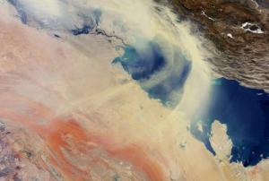 Image courtesy of the European Space Agency (ESA) of a sandstorm over the Persian Gulf in 2008.