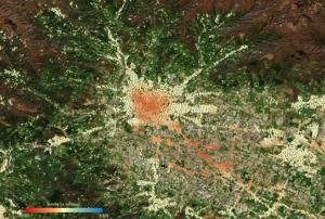 Ground deformation map of Pistoia in Tuscany. Using data acquired between 2014 and 2019 from the Copernicus Sentinel-1 mission, the map shows subsidence in red and uplift in blue. Image: ESA/TRE ALTAMIRA.