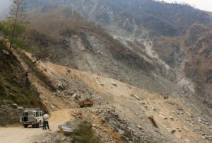 Landslide bhote koshi river