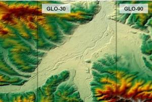 Copernicus DEM at varying spatial resolutions. Image Credit: ESA