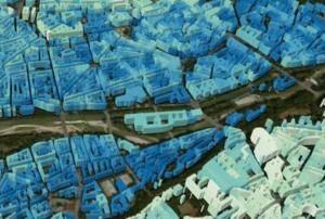 Global 3D model of urban areas, generated using TanDEM-X Satellite data. Sophisticated AI procedures are used. Image: DLR/ TUM.