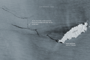 Sentinel-1 Image showing the Tobago Oil Spill on 14/02/2024