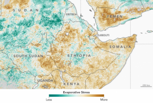 Evaporative stress index in the Horn of Africa. Image courtesy of NASA.