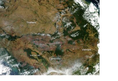 Fires in Thailand, Cambodia and Vietnam seen from space