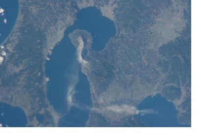 Sakurajima Volcano in Kyushu, Japan, seen from space