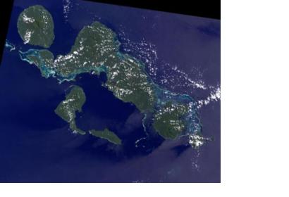 Landsat-7 satellite image of Solomon Islands.