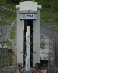 Vega satellite launcher is ready for lift off in Kourou, French Guiana