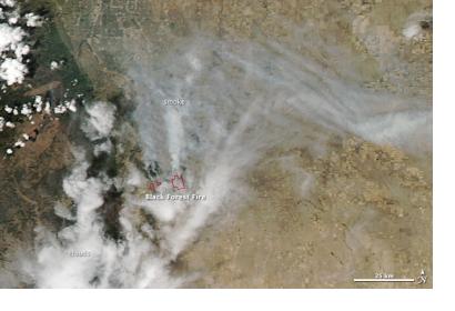 Aqua image of the fires in Colorado, USA collected at 1:40 p.m. MDT