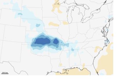 Affected territories from Oklahoma to Tennessee