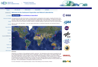 The SuperSites host data on natural hazards in geologically active regions.