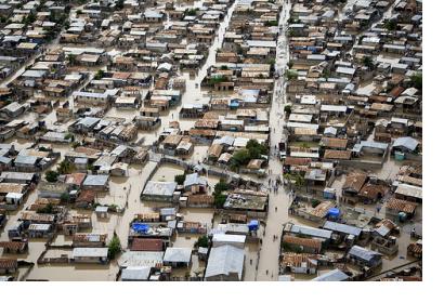 Flooded streets in Haiti in 2010