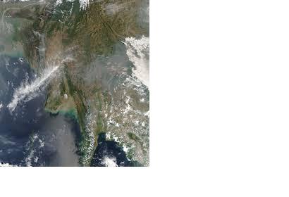 Fires in Burma, Thailand and Laos seen from Space.