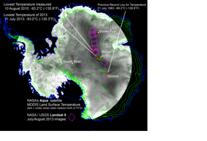 Remote Sensing image showsing the coldest place on Earth 