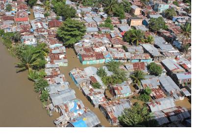 Community near Santo Domingo flooded due to Hurricane Sandy in November 2012.
