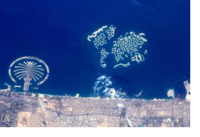 Dubai seen from Space by ESA astronaut André Kuipers on the ISS.