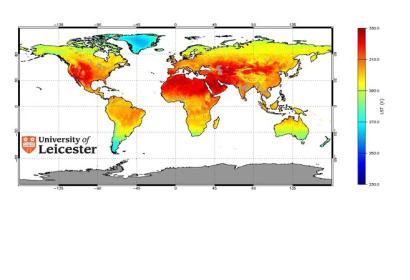 Global monthly land surface temperature from Envisat’s AATSR for July 2006.