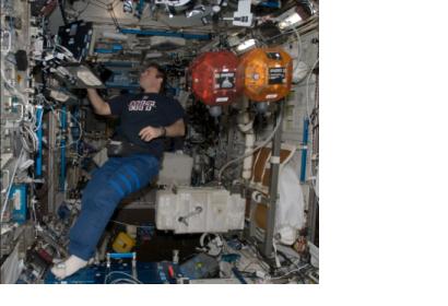 Astronaut Greg Chamitoff inside the US National Laboratory